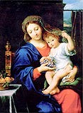 The Virgin of the Grape by French artist Pierre Mignard, version 1 (one of the webmistress' personal favorites)